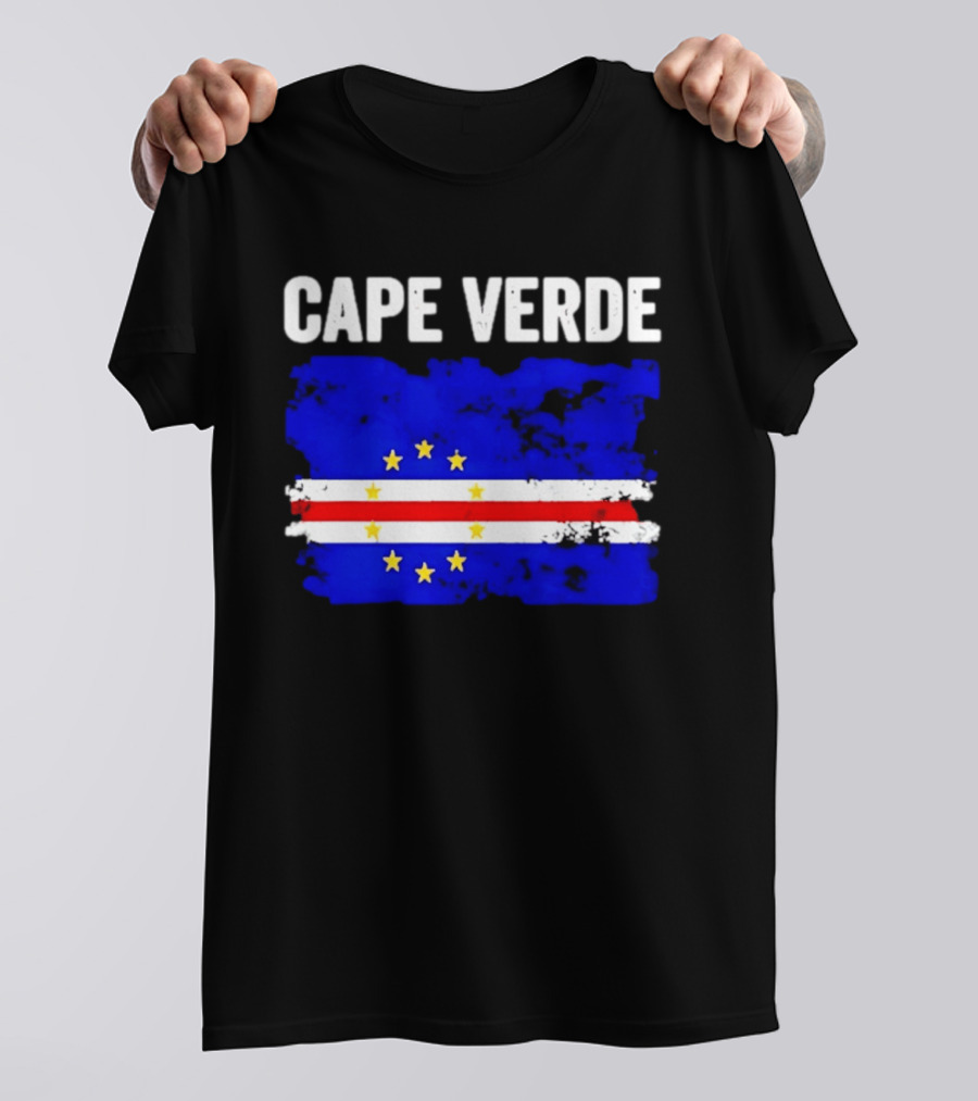 Cape Verde Distressed Flag Design Six Yellow Stars T-Shirt