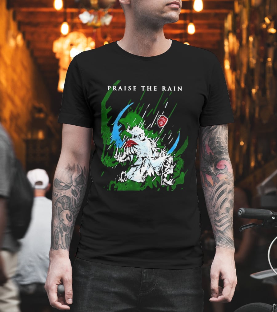 Praise The Rain Warrior Energetic Green And Blue Splash T-Shirt