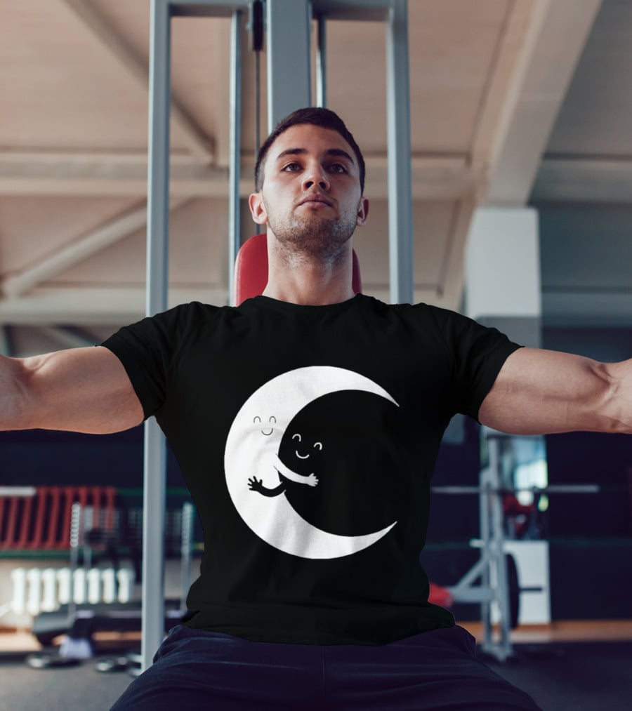 Celestial Hugging Moon Crescent Night Sky Space T-Shirt