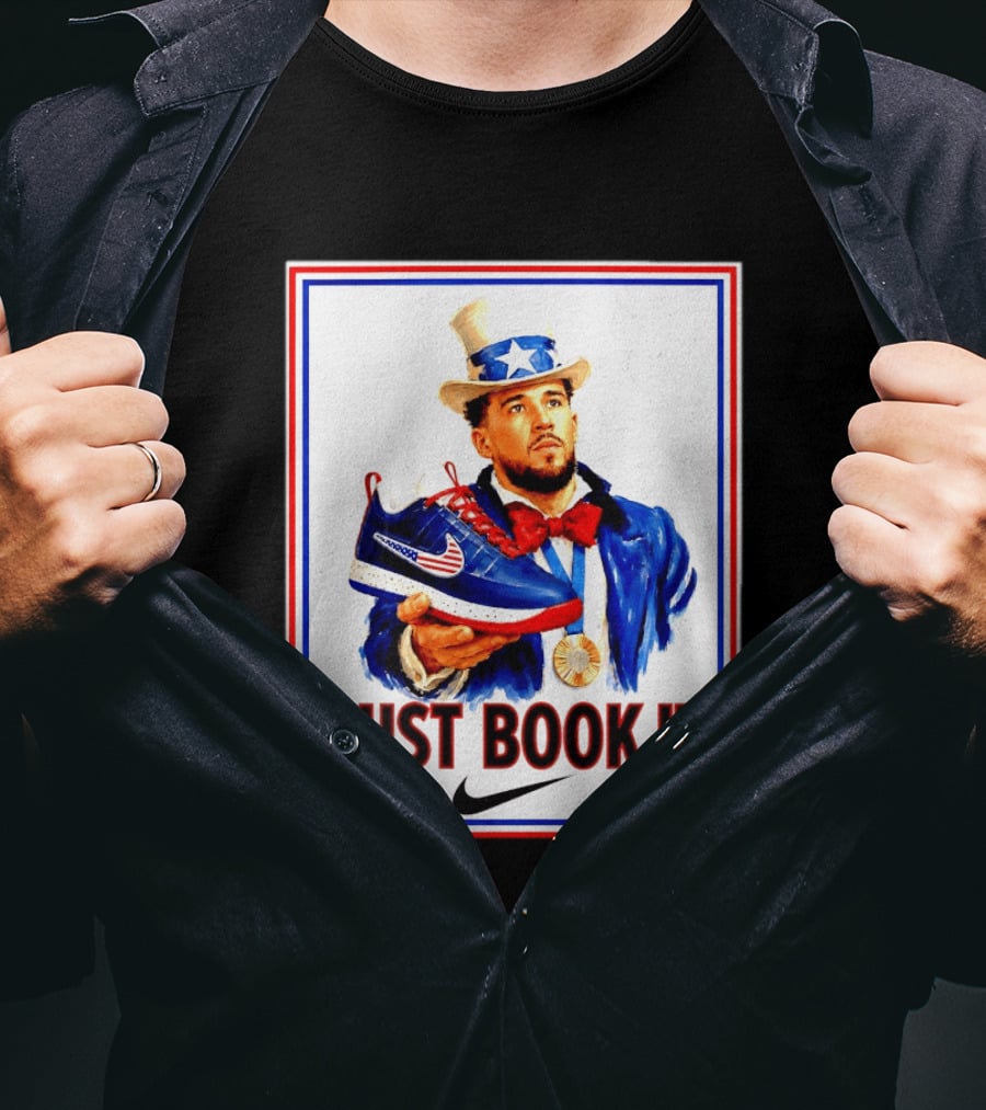 Just Book It Devin Booker Uncle Sam Gold Medal Nike Sneaker T-Shirt