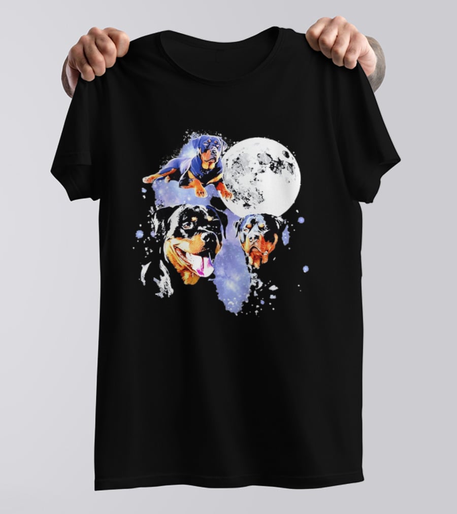 Rottweiler Galaxy Moon Space Celestial Dog Breed Lover Pet Owner Lunar Canine Adventure T-Shirt