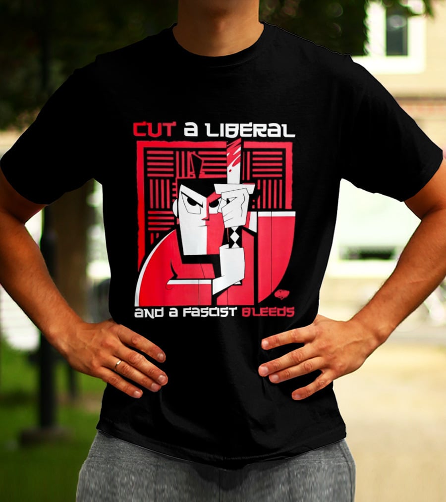 Samurai Jack Cut A Liberal And A Fascist Bleeds Political Art Image T-Shirt