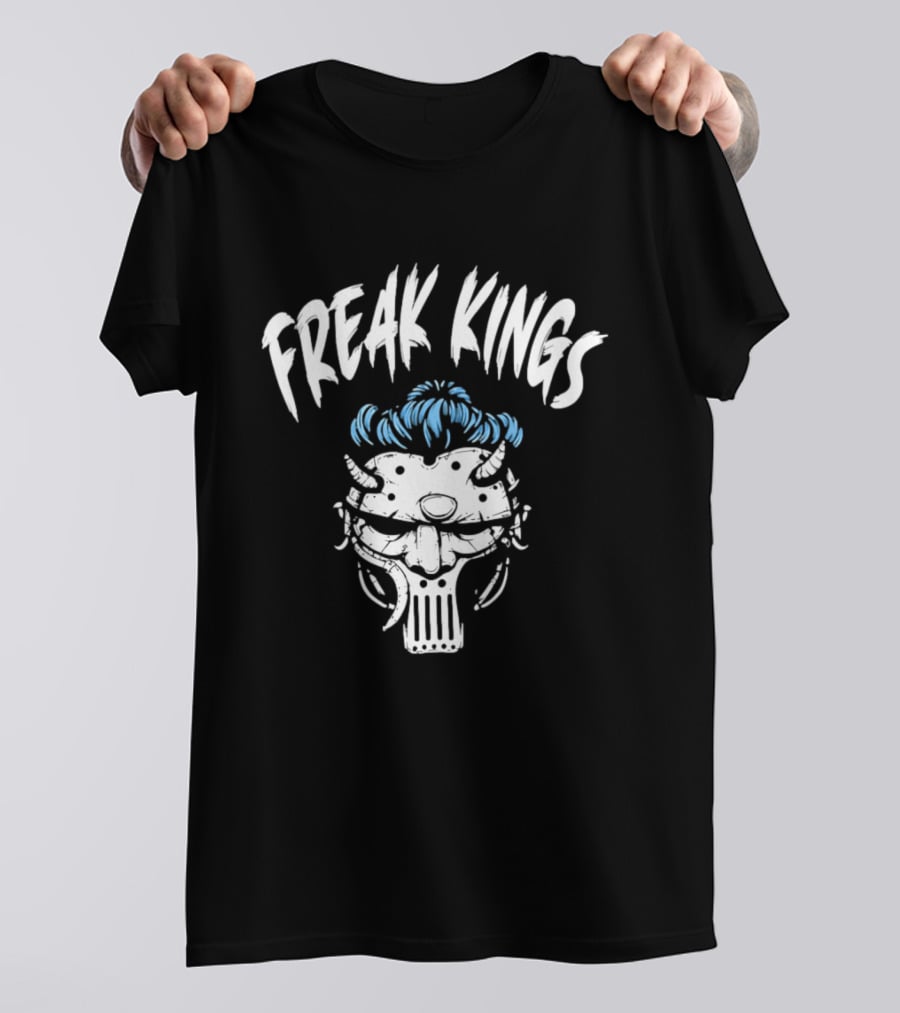 Freak Kings Horned Skull Blue Hair T-Shirt