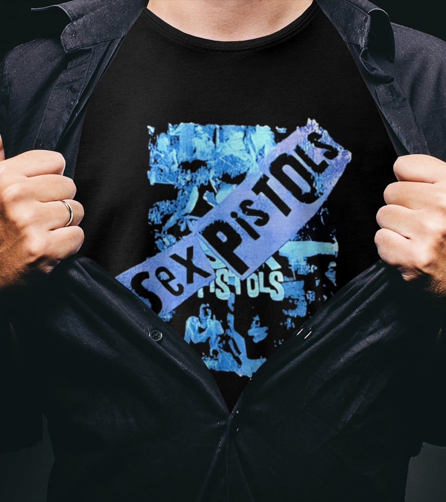 Sex Pistols Distressed Blue Photo Collage T-Shirt