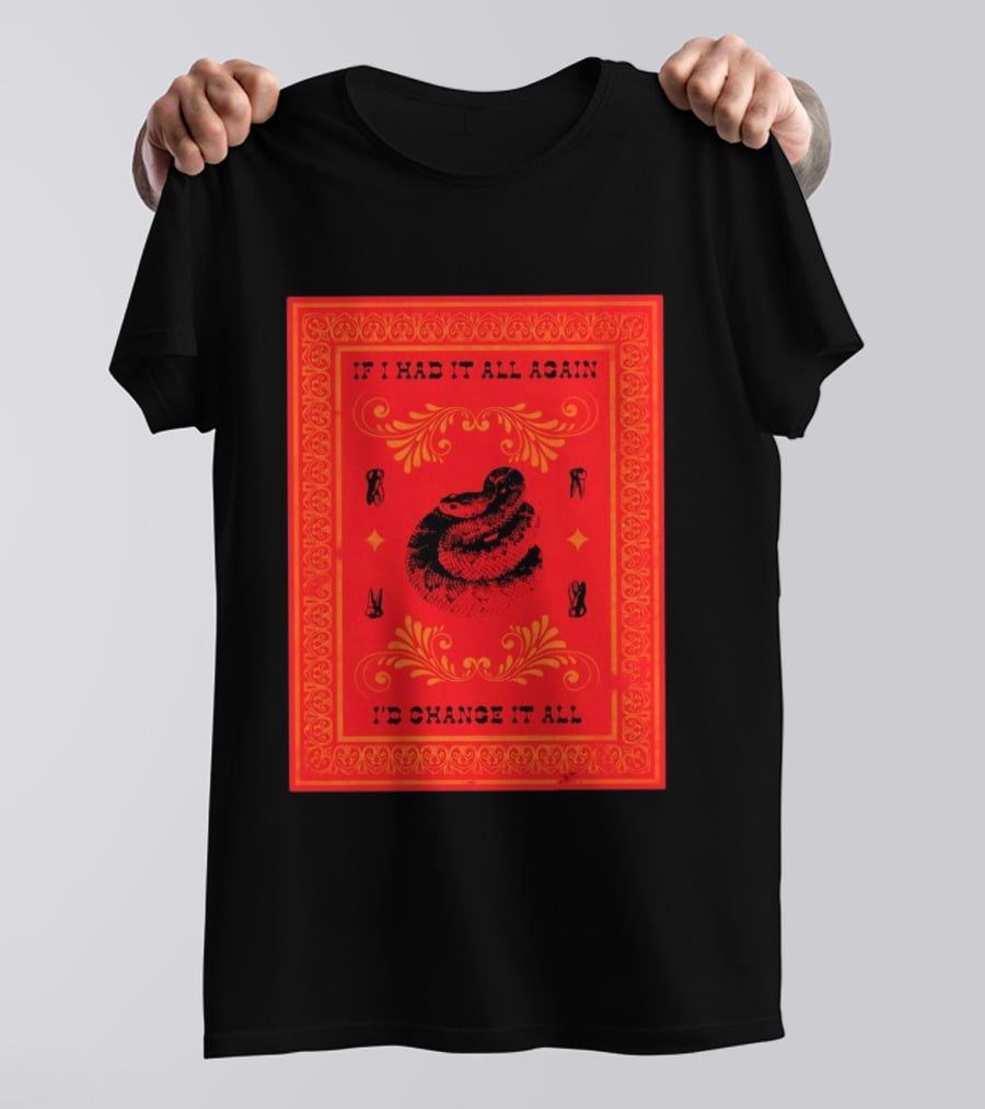 If I Had It All Again I'd Change It All Rattlesnake Western Red Bandana T-Shirt