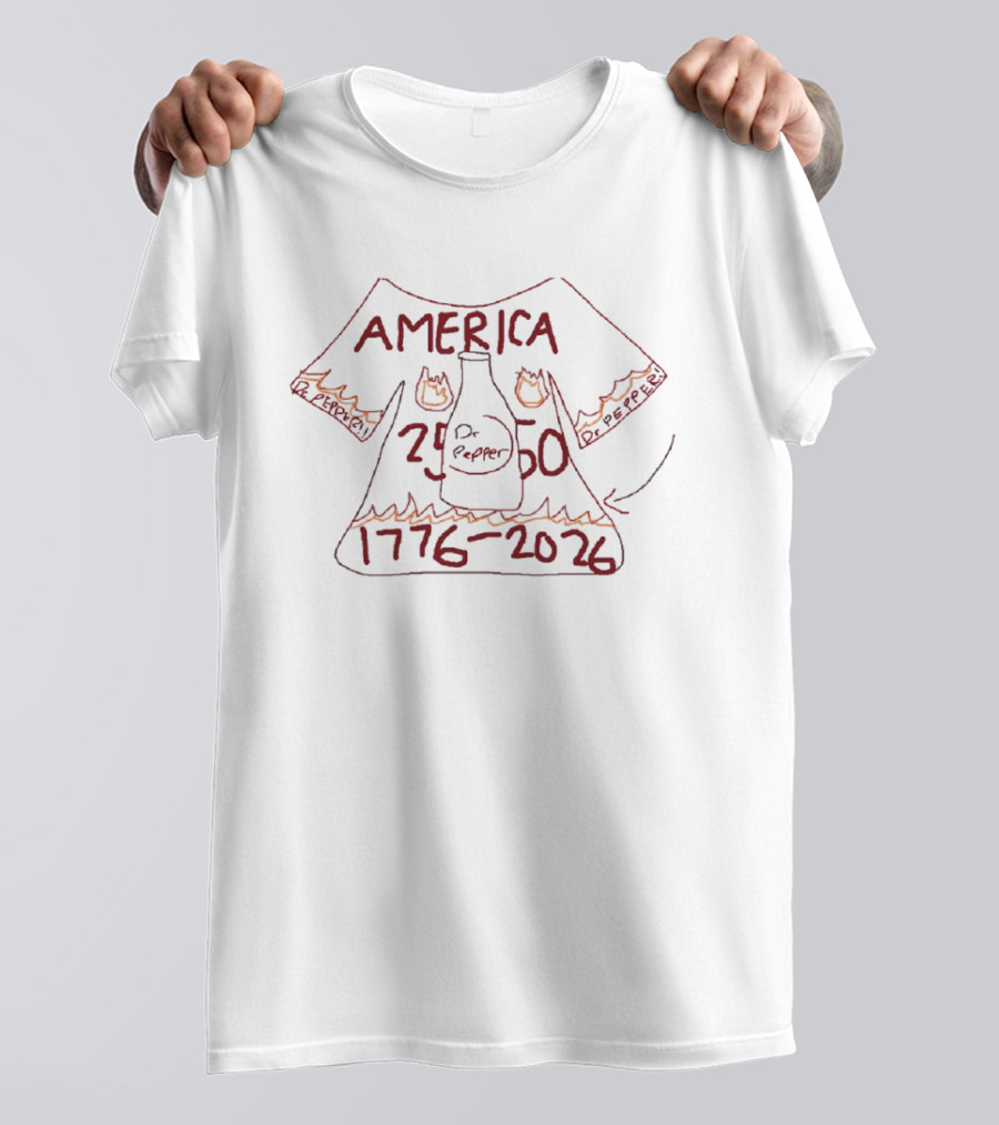 America Dr Pepper 1776 2026 Bottle Flames T-Shirt