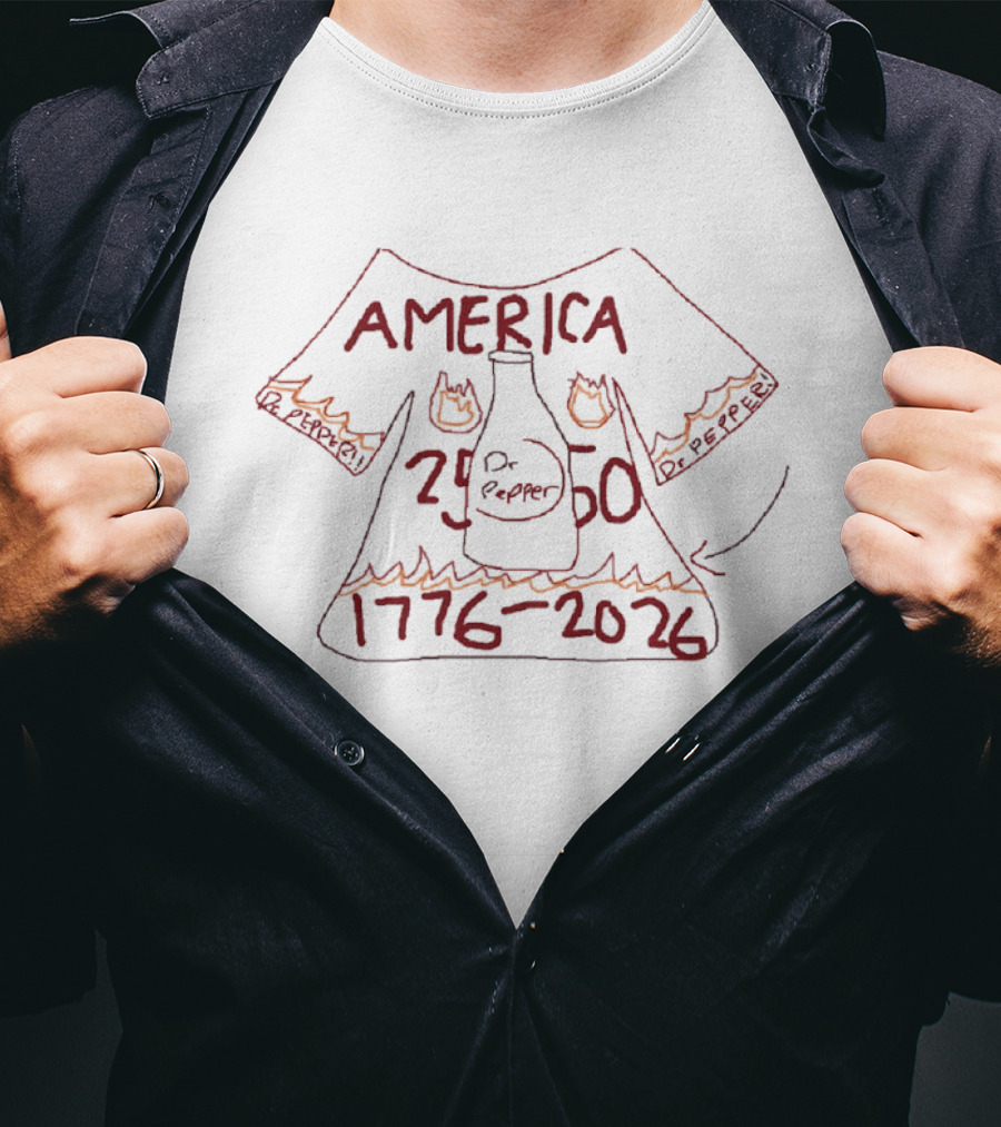 America Dr Pepper 1776 2026 Bottle Flames T-Shirt