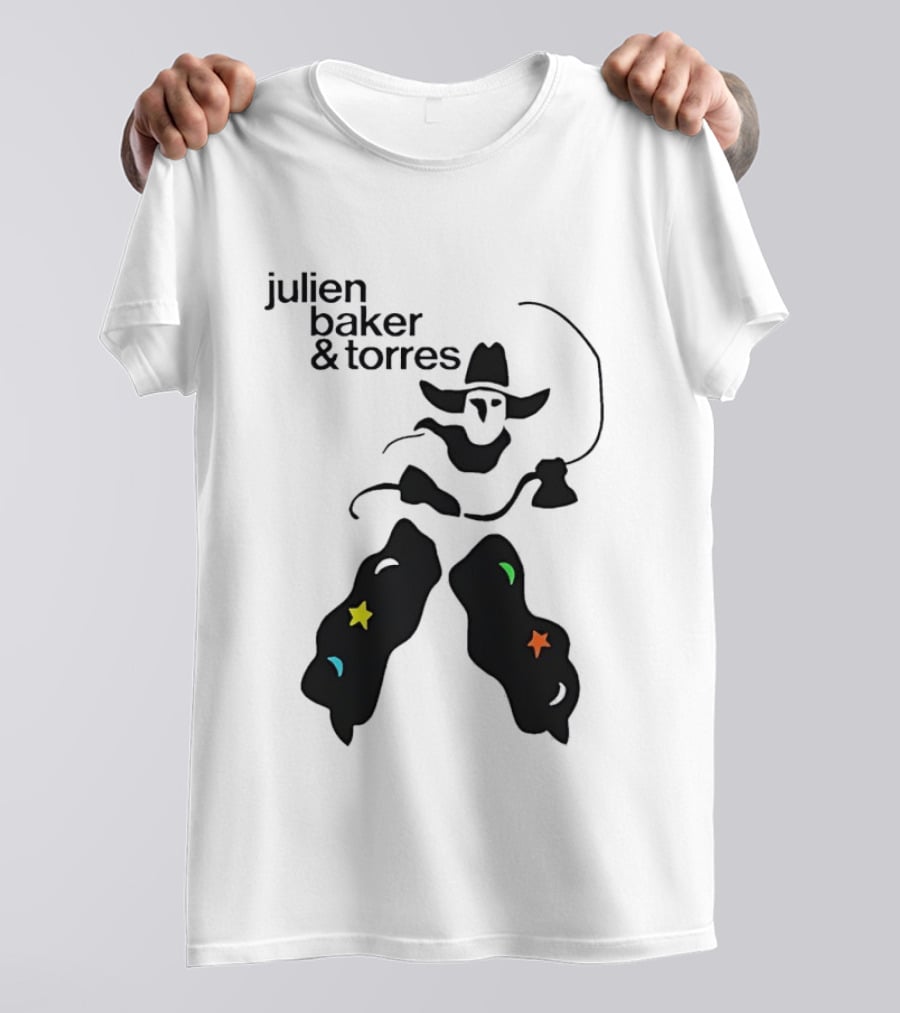 Julien Baker And Torres Cowboy Figure With Colorful Star Accents T-Shirt