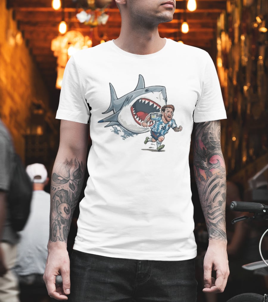 Cape Verde Brainrot Messi Shark Chase Soccer Humor T-Shirt