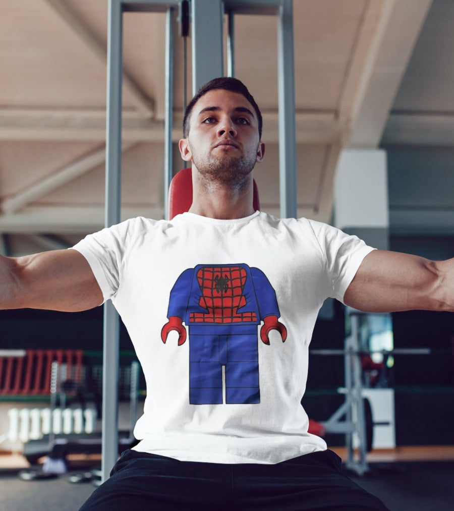 Lego Spider Man Minifigure Marvel Super Hero Iconic Costume Red And Blue Suit T-Shirt