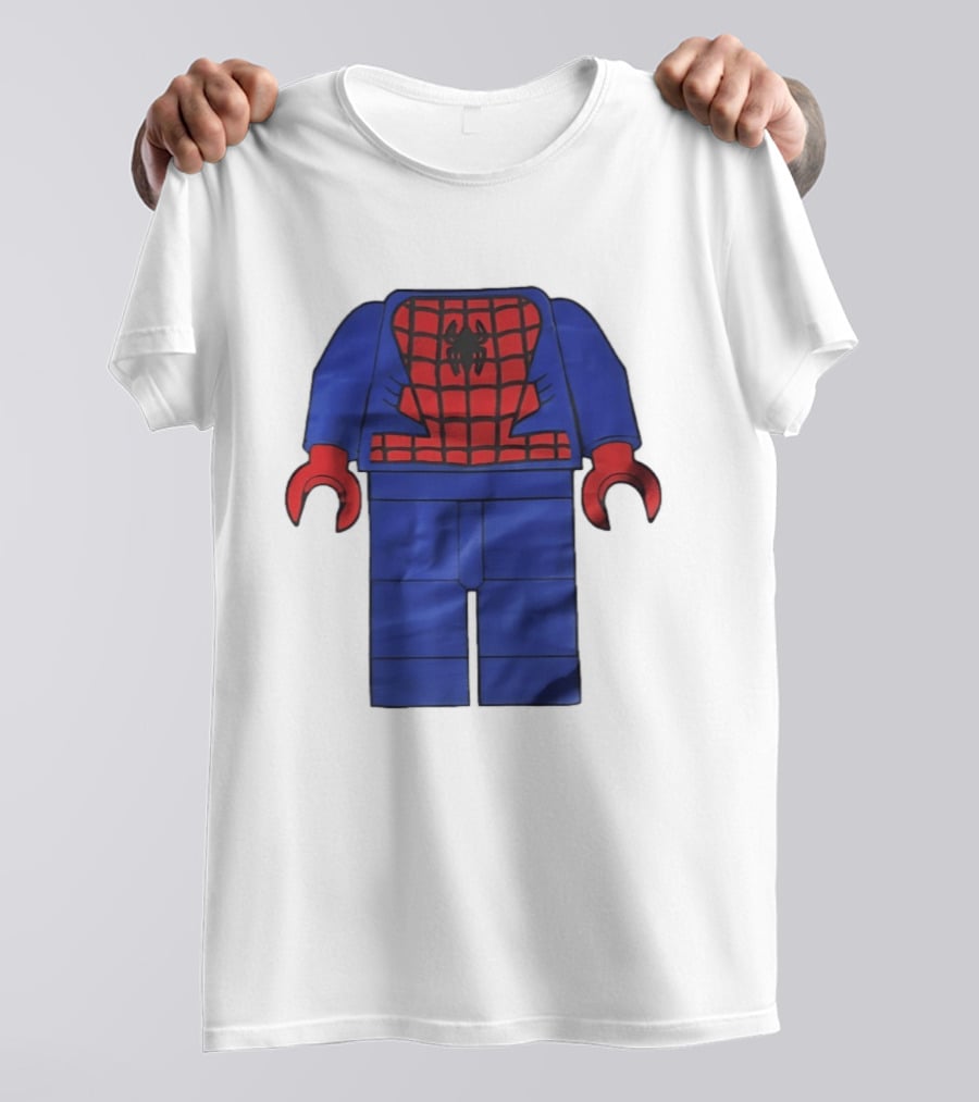 Lego Spider Man Minifigure Marvel Super Hero Iconic Costume Red And Blue Suit T-Shirt