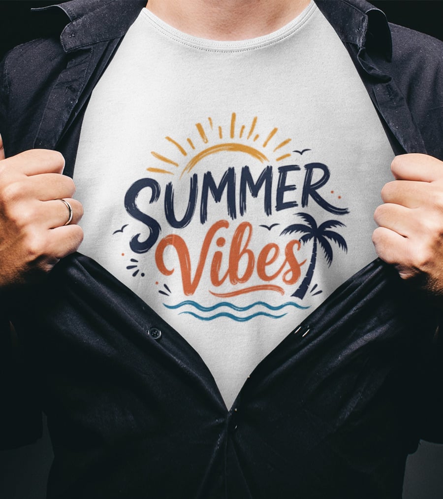 Summer Vibes Sun Palm Beach Waves T-Shirt