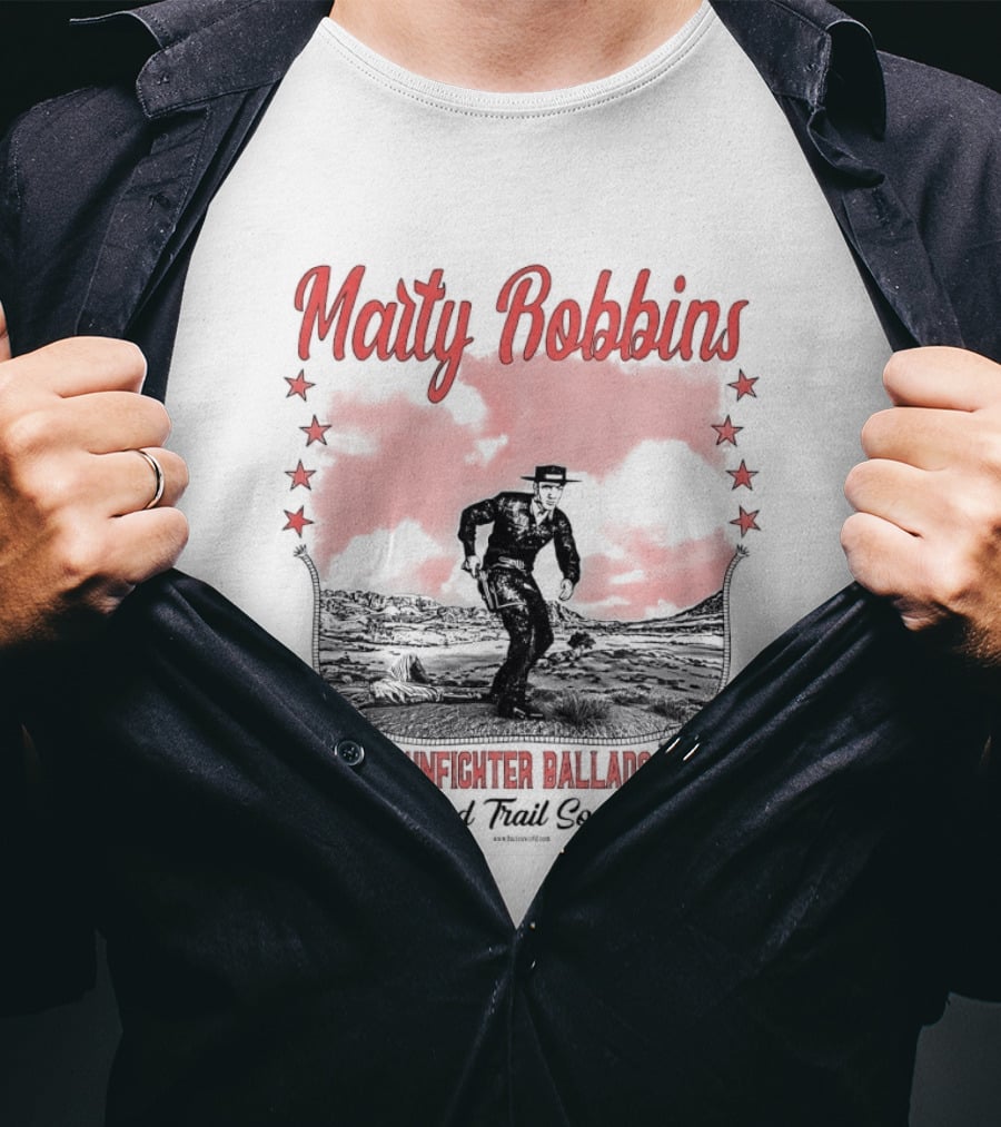 Marty Robbins Gunfighter Ballads And Trail Songs Cowboy Western Scene T-Shirt