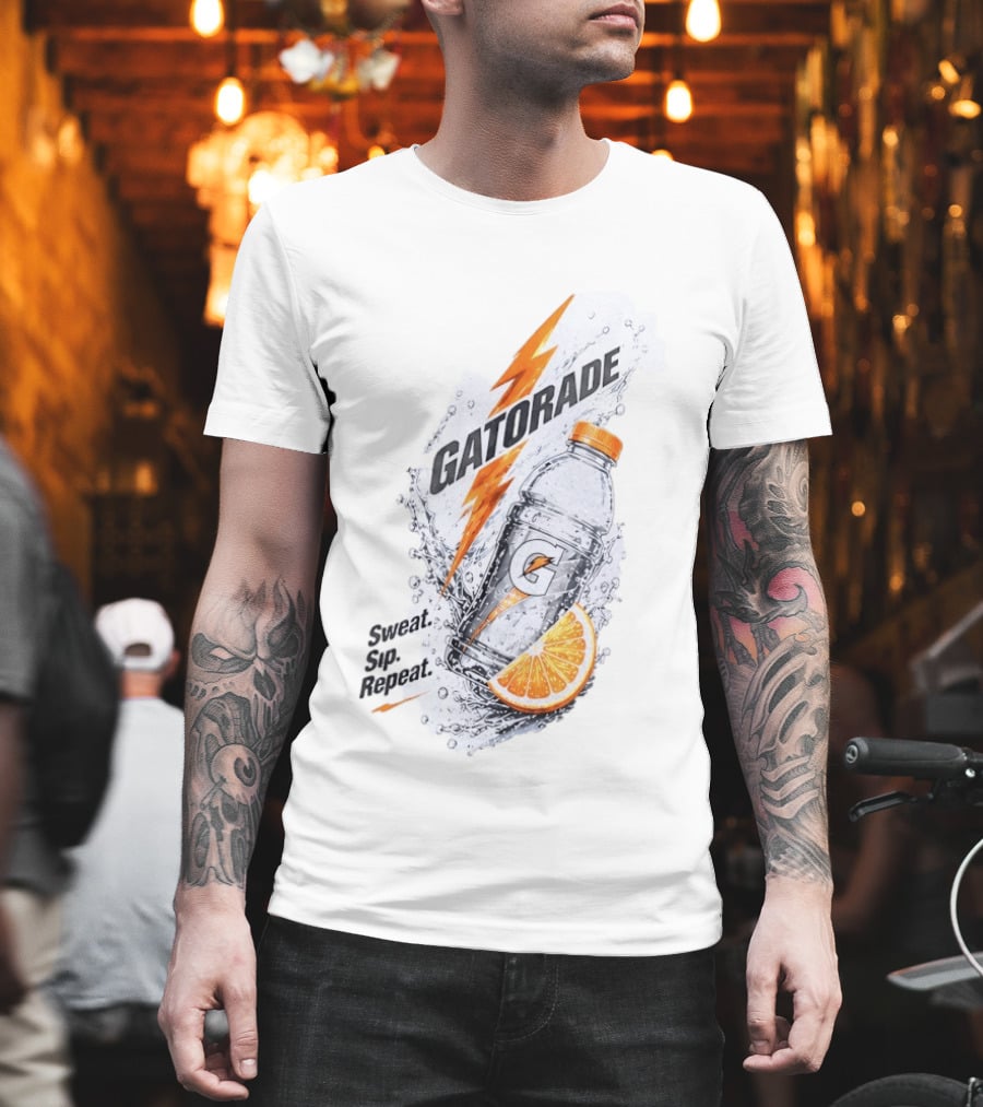 Gatorade Sweat Sip Repeat Lightning Bolt Orange Slice Bottle T-Shirt