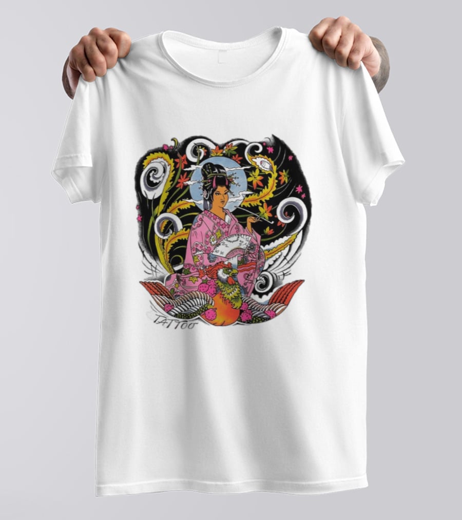 Geisha Tattoo Japanese Traditional Phoenix Kimono T-Shirt