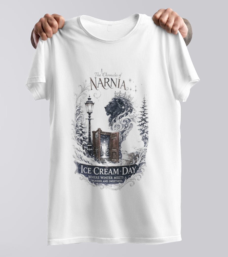 Narnia Ice Cream Day Winter Meets Wonder Aslan Wardrobe T-Shirt