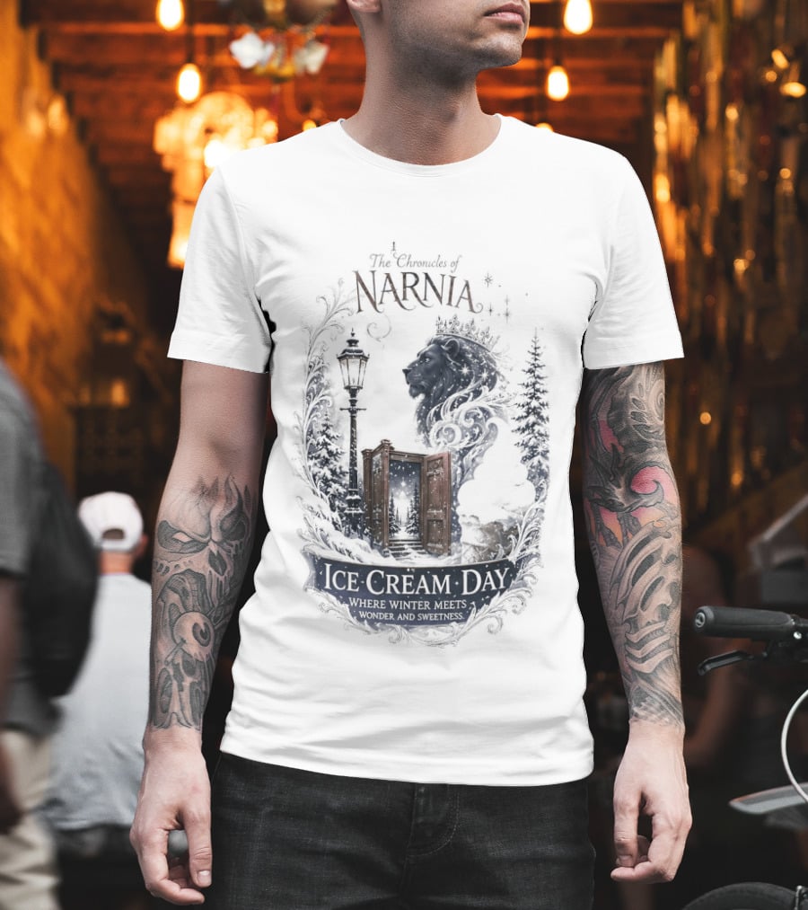Narnia Ice Cream Day Winter Meets Wonder Aslan Wardrobe T-Shirt