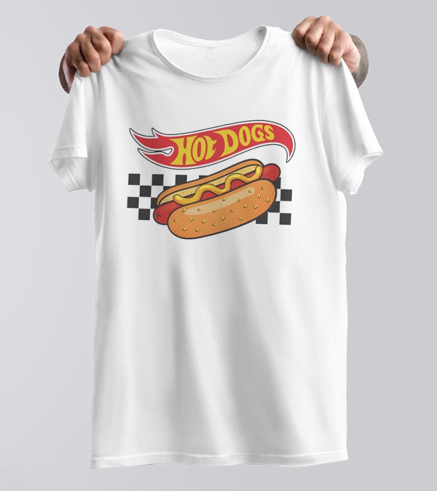 Hot Dogs Checkerboard Flame And Bun T-Shirt