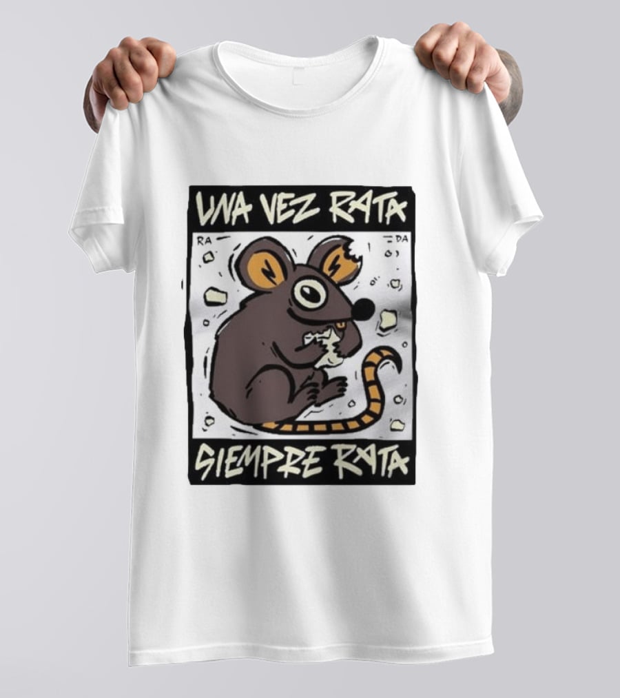 Una Vez Rata Siempre Rata Cartoon Rat Eating Cheese Spanish T-Shirt