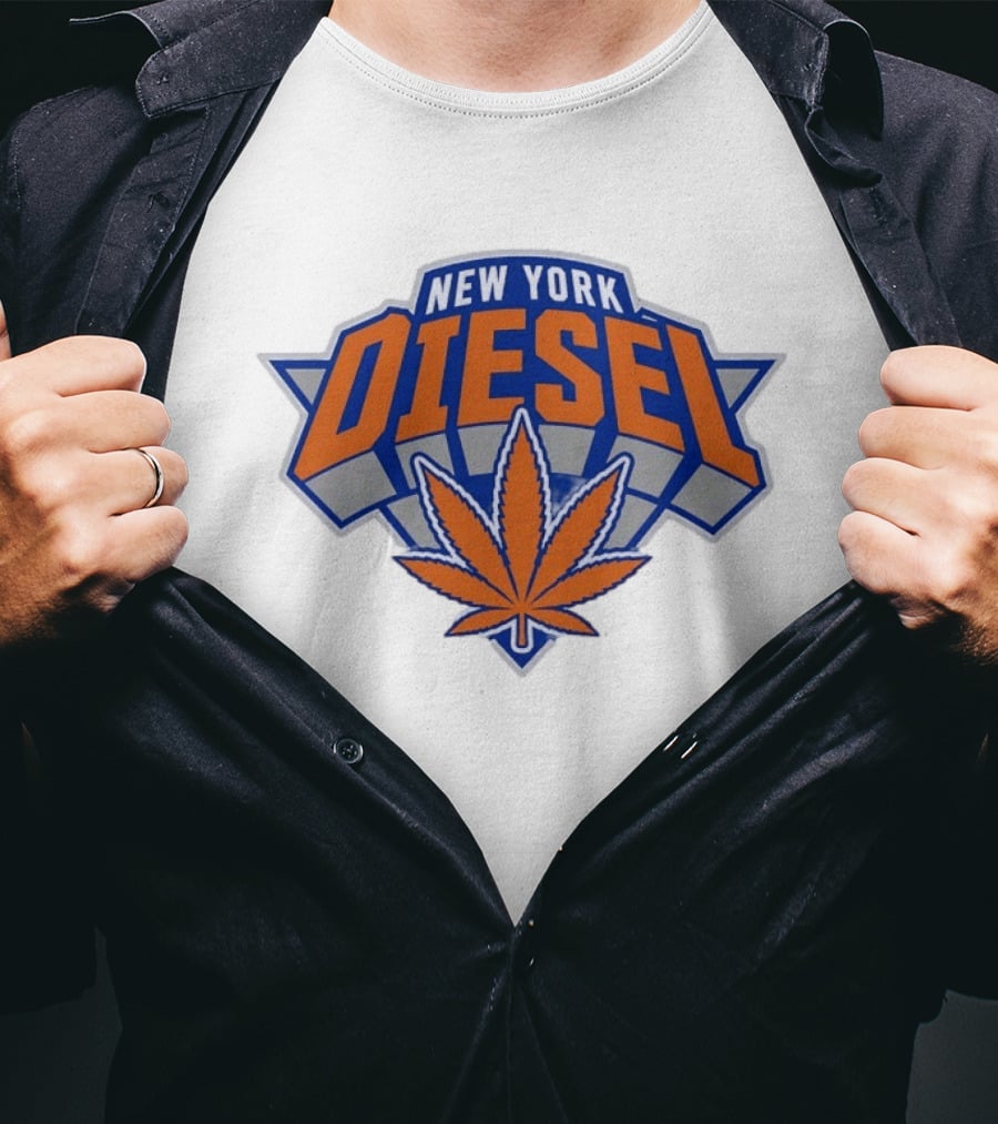 New York Diesel Cannabis Knicks Weed Leaf Basketball T-Shirt