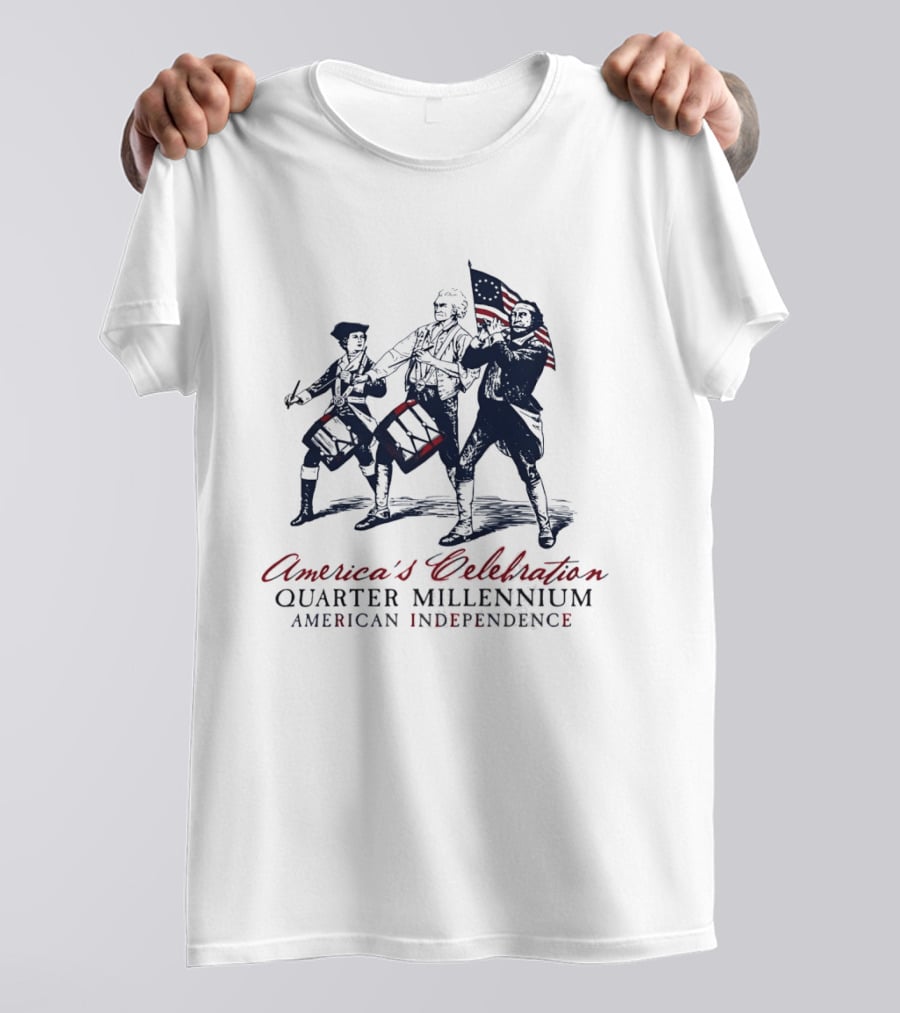America's Celebration Quarter Millennium Colonial Soldiers Drumming American Independence T-Shirt