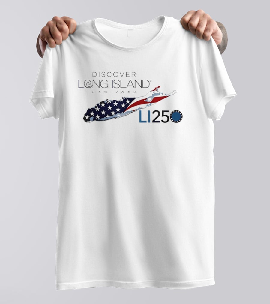Discover Long Island New York LI250 American Flag Map T-Shirt