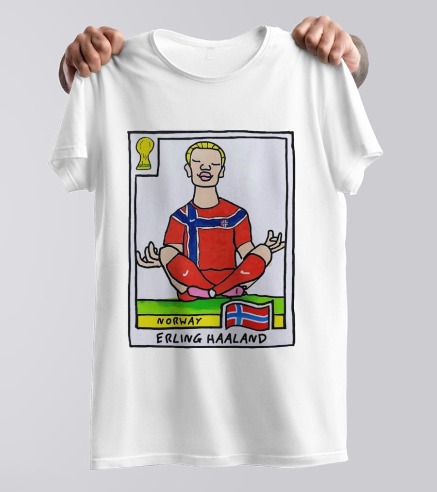 Erling Haaland Norway Soccer Meditation Cartoon Norway Flag T-Shirt
