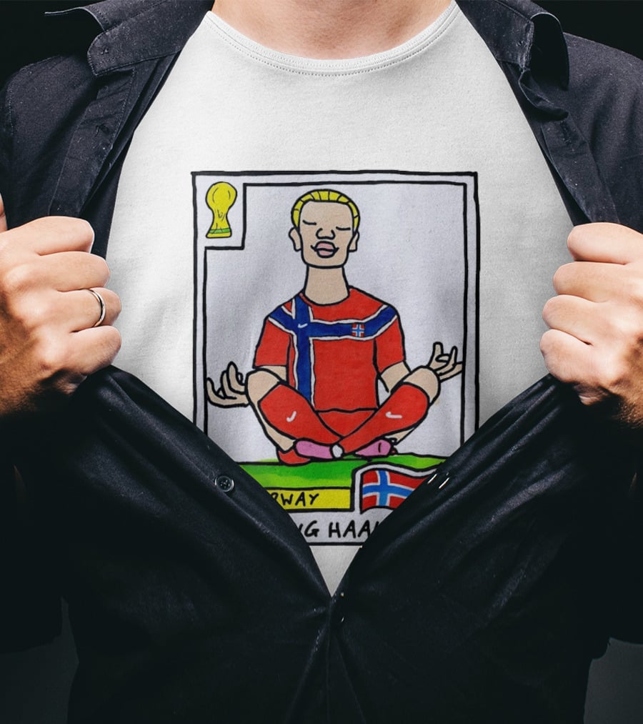 Erling Haaland Norway Soccer Meditation Cartoon Norway Flag T-Shirt