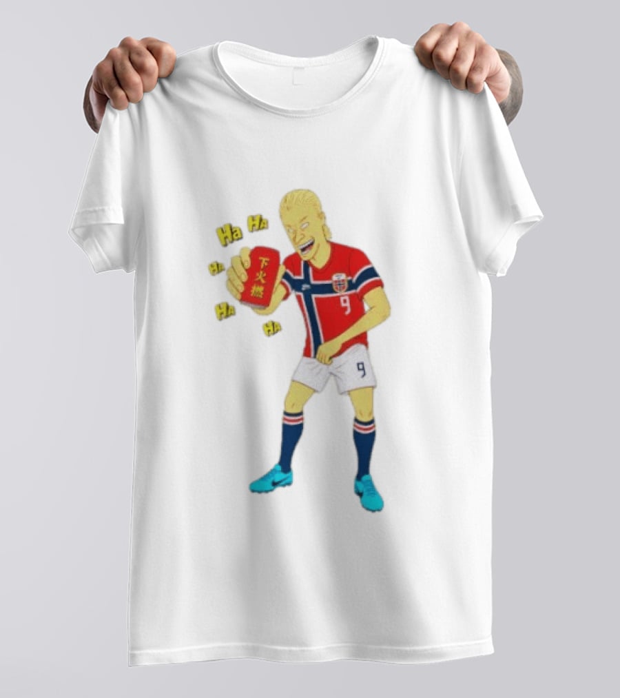 Erling Haaland Norway No 9 Laughing Cartoon Style Bootleg T-Shirt