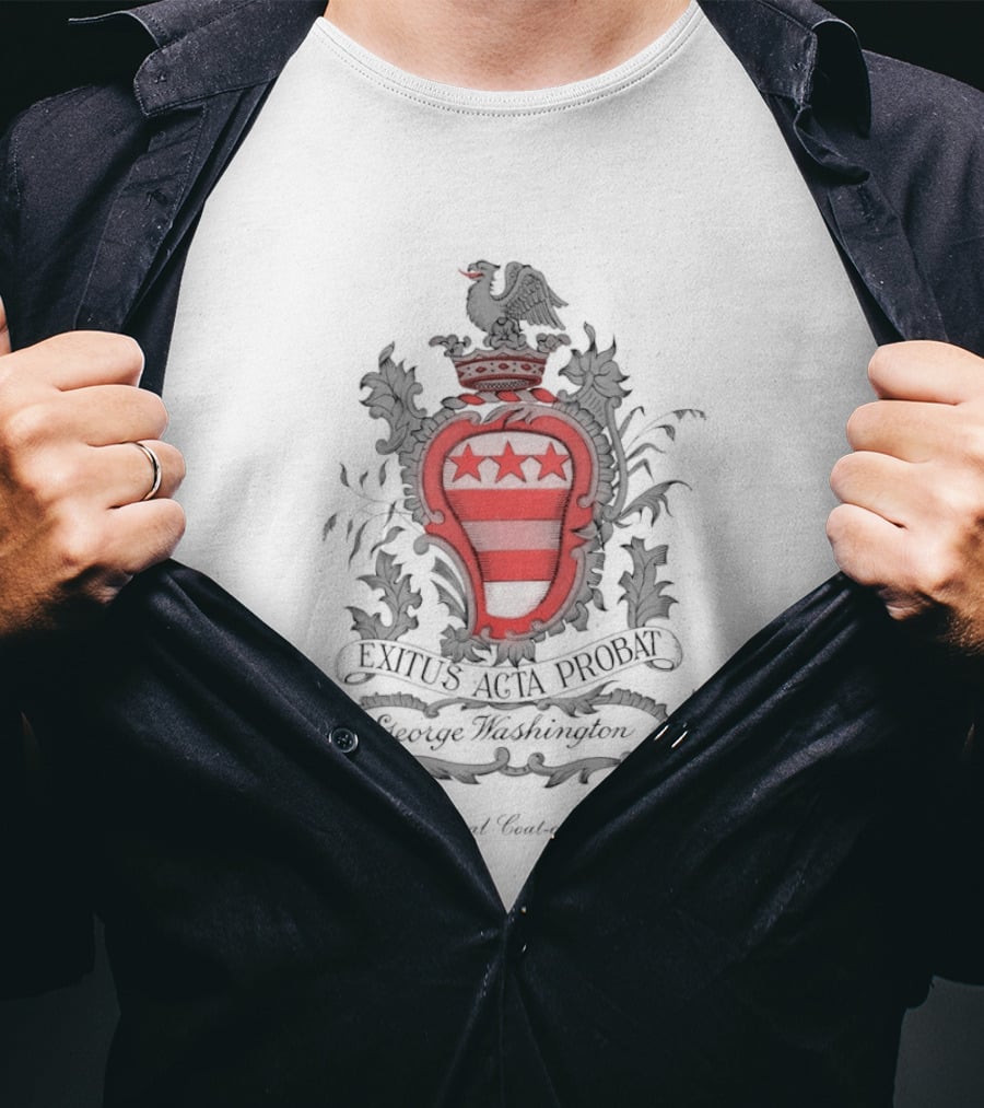 George Washington Exitus Acta Probat Coat Of Arms Crest With Original Washington Signature T-Shirt