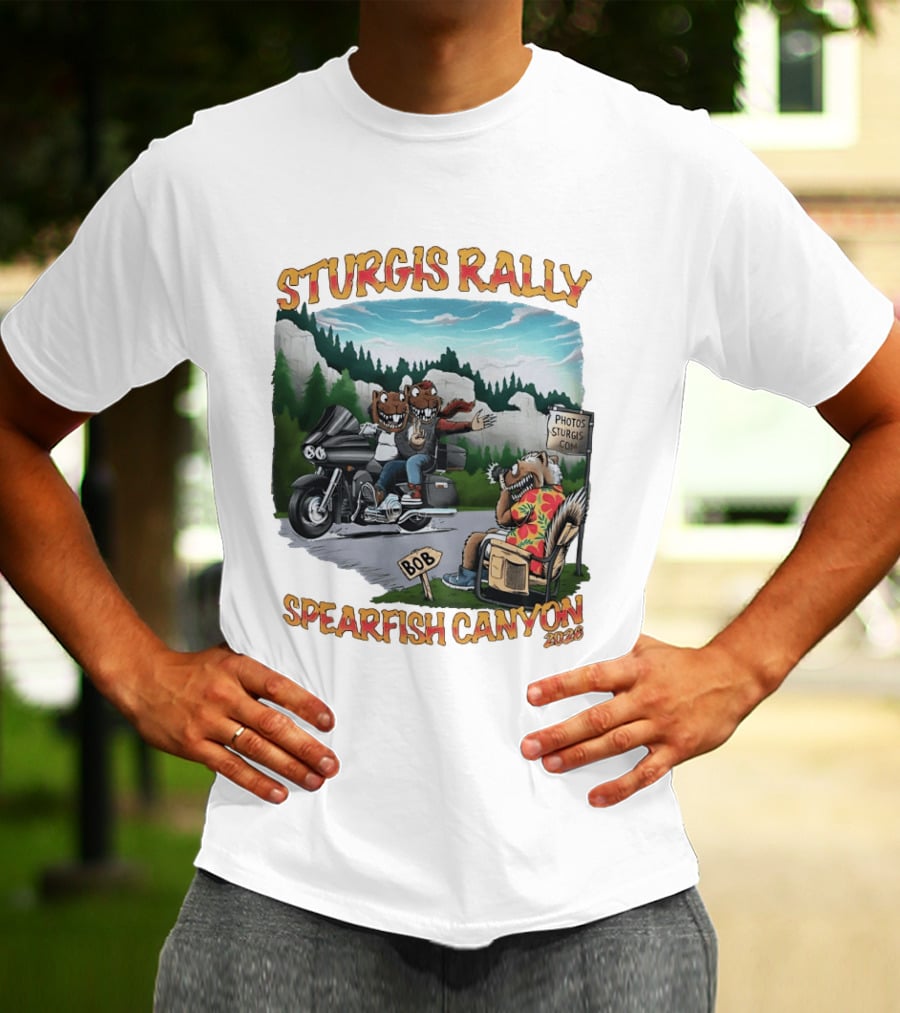 Sturgis Rally 2020 Squirrels Riding Motorcycle Spearfish Canyon T-Shirt