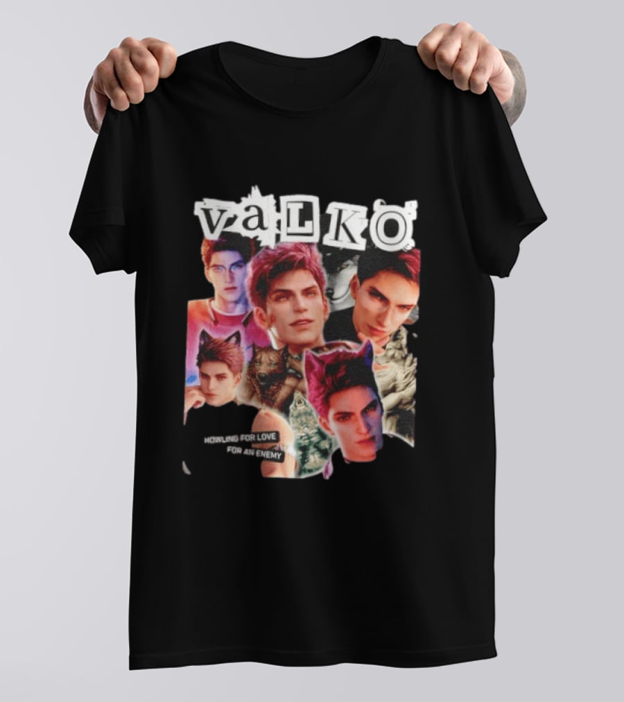 Valko Howling For Love For An Enemy Collage Wild Wolf Aesthetic T-Shirt