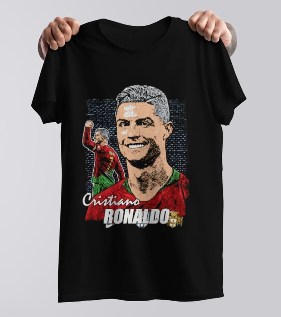 Cristiano Ronaldo Portugal National Team Football Icon With Number 7 And Crest T-Shirt
