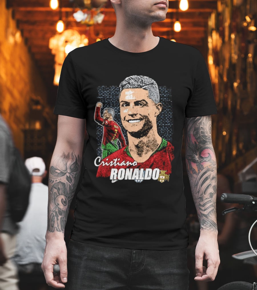 Cristiano Ronaldo Portugal National Team Football Icon With Number 7 And Crest T-Shirt