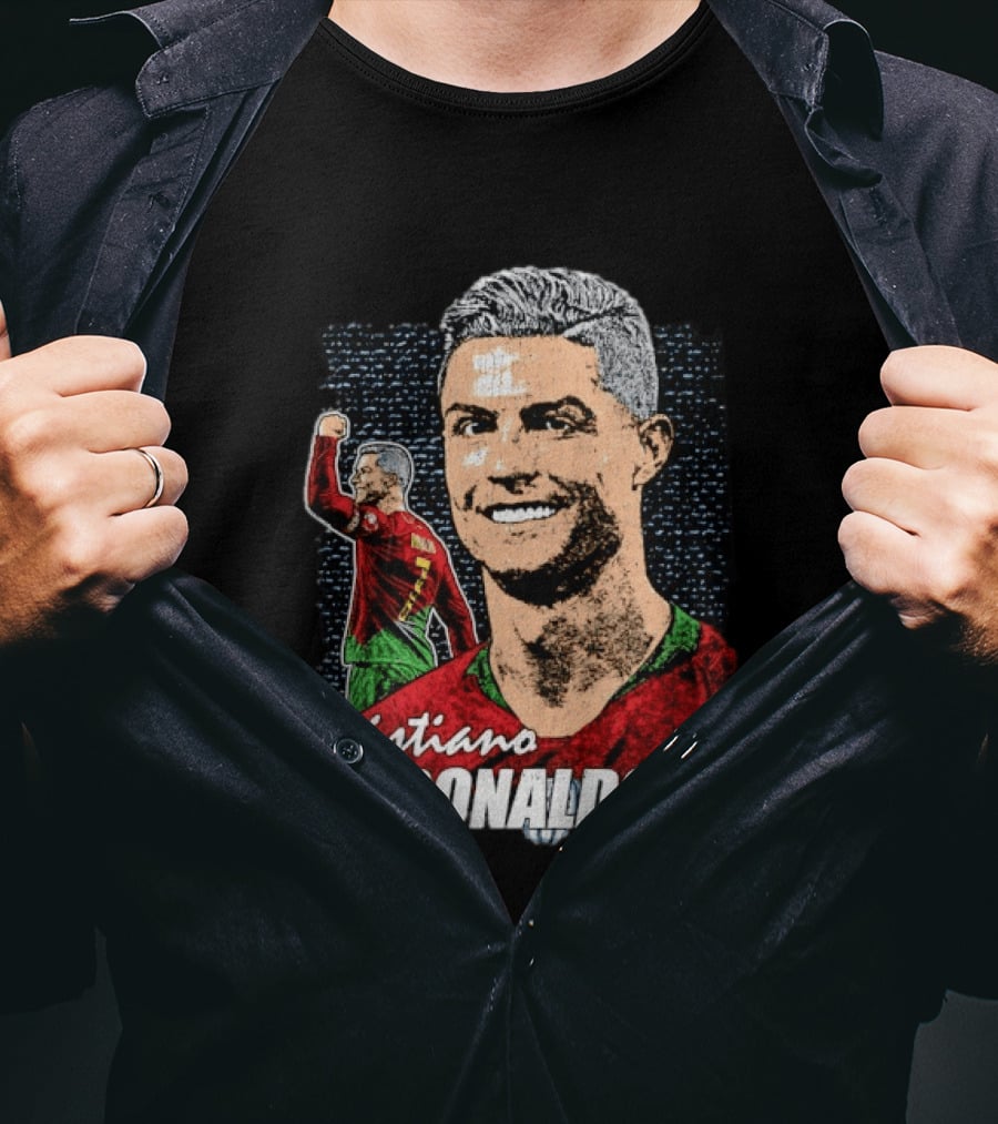 Cristiano Ronaldo Portugal National Team Football Icon With Number 7 And Crest T-Shirt