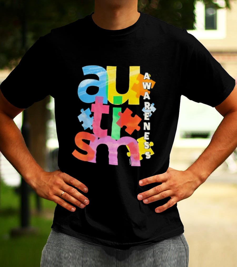 Autism Awareness Puzzle Colorful Letters And Pieces T-Shirt