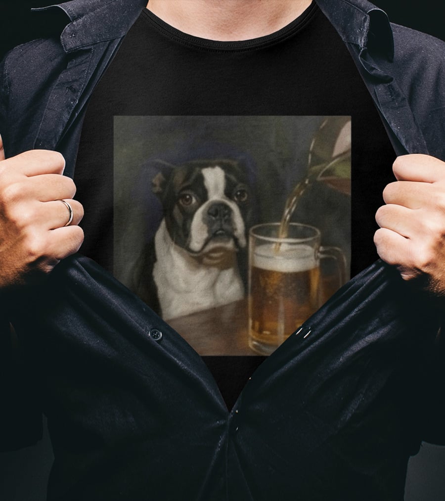Boston Terrier Drinking Beer T-Shirt