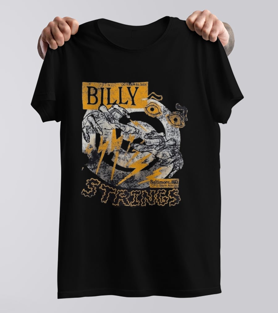 Billy Strings October 31 2023 Baltimore MD CFG Bank Arena Spooky Lightning And Hands T-Shirt