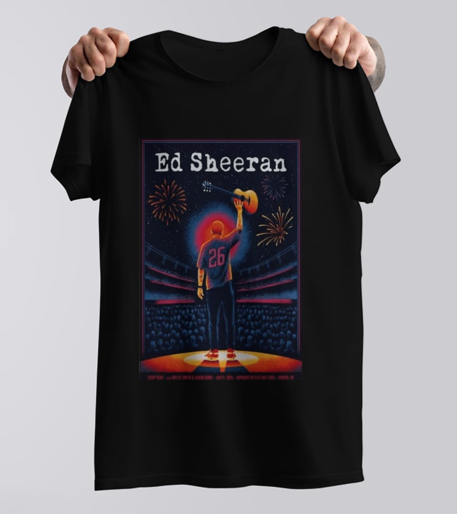 Ed Sheeran July 4 2026 Empower Field Mile High Denver CO Concert Fireworks And Guitar T-Shirt