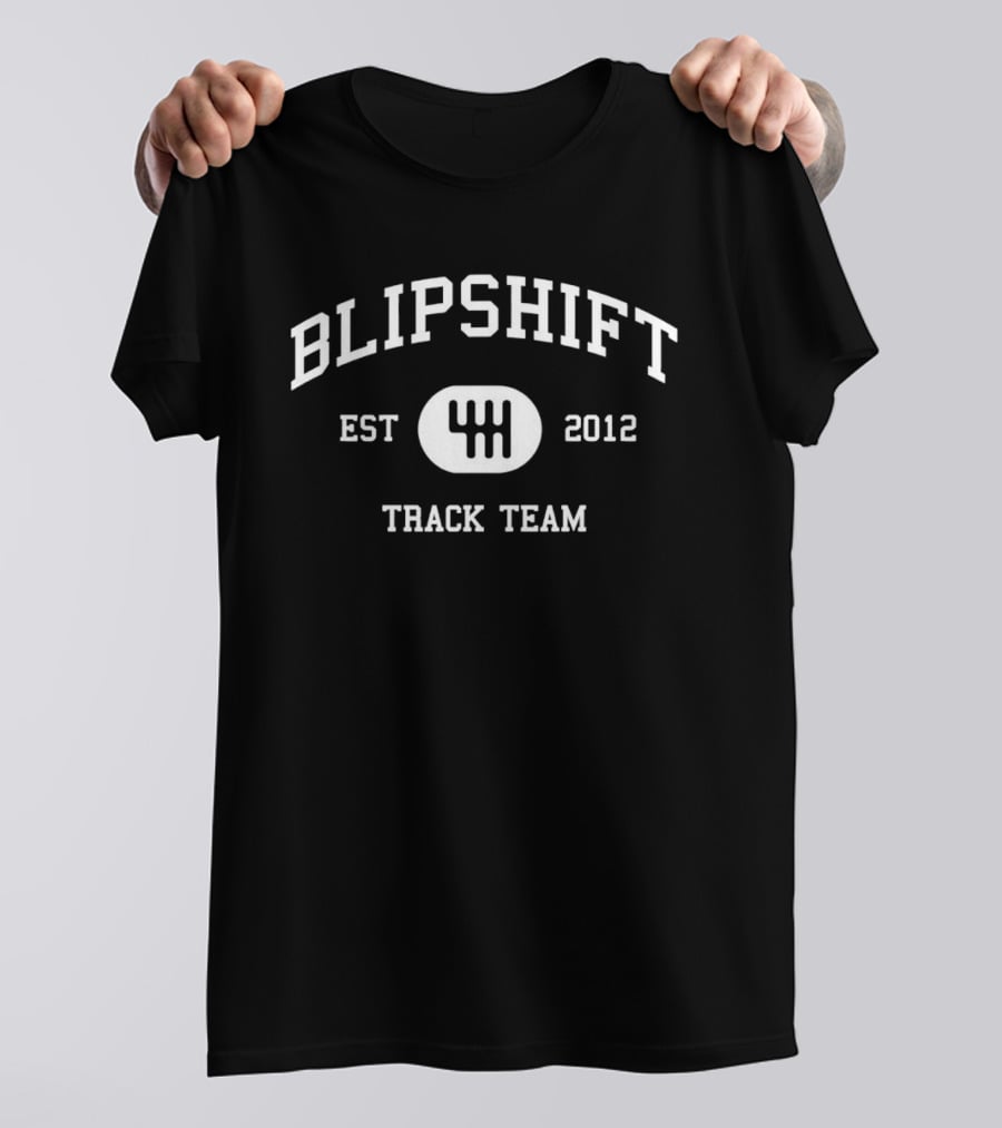 Blipshift Track Team Est 2012 Racing Gear Stick Shift Embroidery T-Shirt