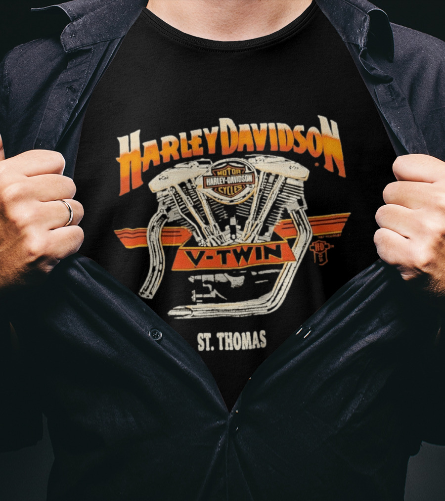 Harley Davidson Motor Cycles V Twin St Thomas 1987 T-Shirt