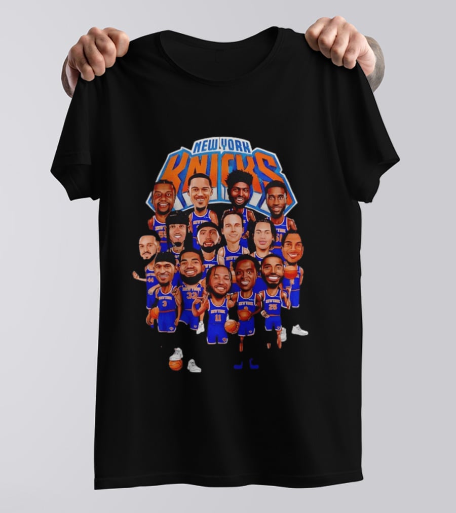 New York Knicks NBA Caricature Roster Jalen Brunson Karl Anthony Towns T-Shirt