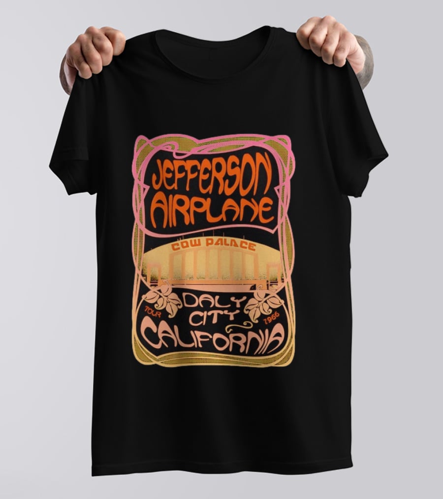 Jefferson Airplane Cow Palace Daly City California 1966 Tour Psychedelic T-Shirt