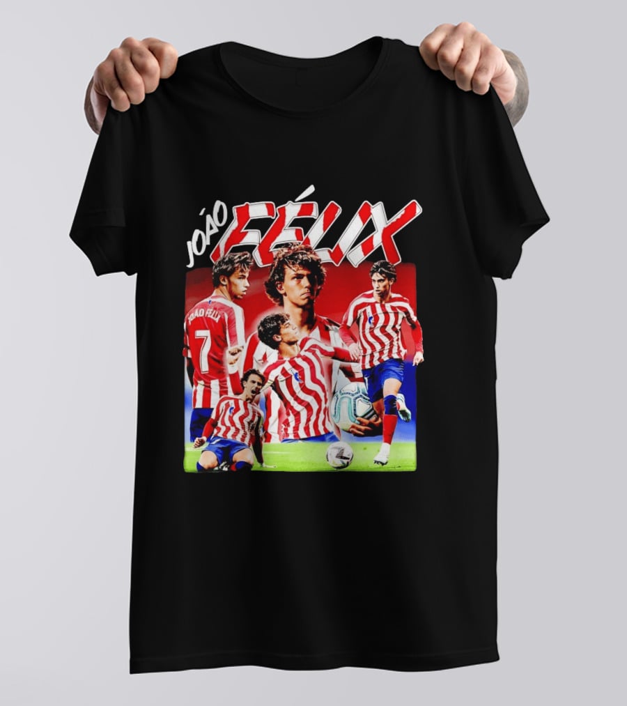 Joao Felix Atletico Madrid Number 7 Soccer Star Collage T-Shirt