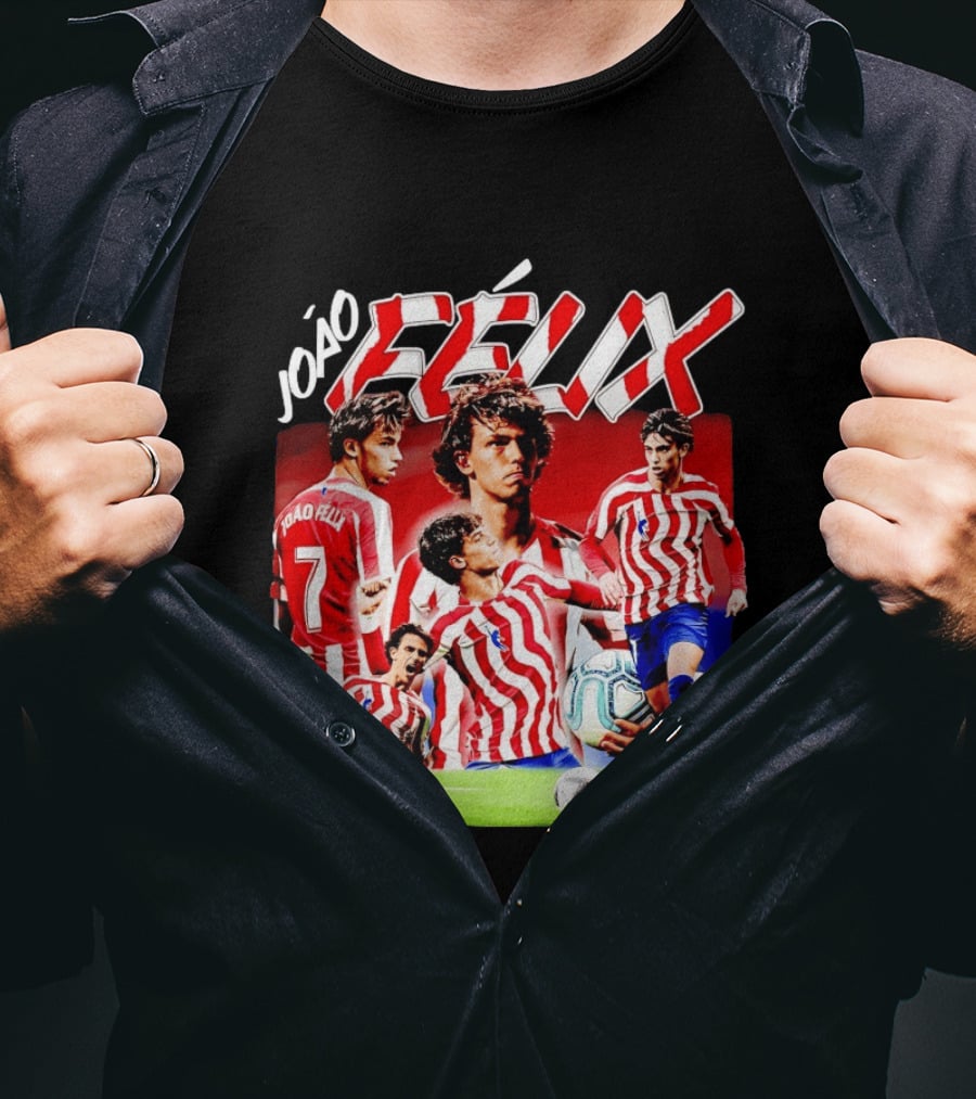Joao Felix Atletico Madrid Number 7 Soccer Star Collage T-Shirt
