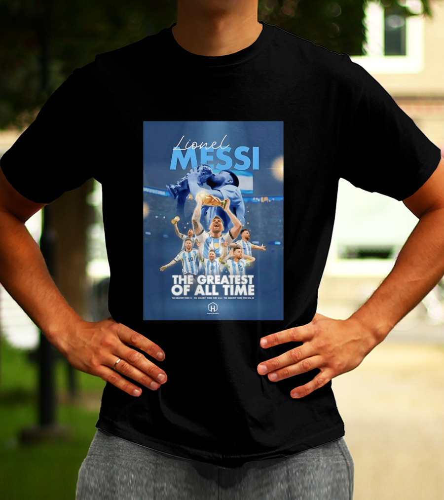 Lionel Messi The Greatest Of All Time Argentina Multi Photo Collage T-Shirt