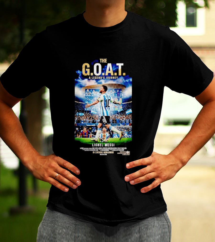 G.O.A.T A Legend's Journey Lionel Messi Soccer Star 10 Argentina Football Champion Stadium Fans Celebration T-Shirt