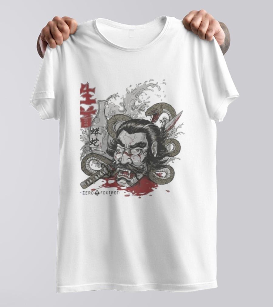 Zero Foxtrot Namakubi Sake Samurai Warrior Kanji T-Shirt