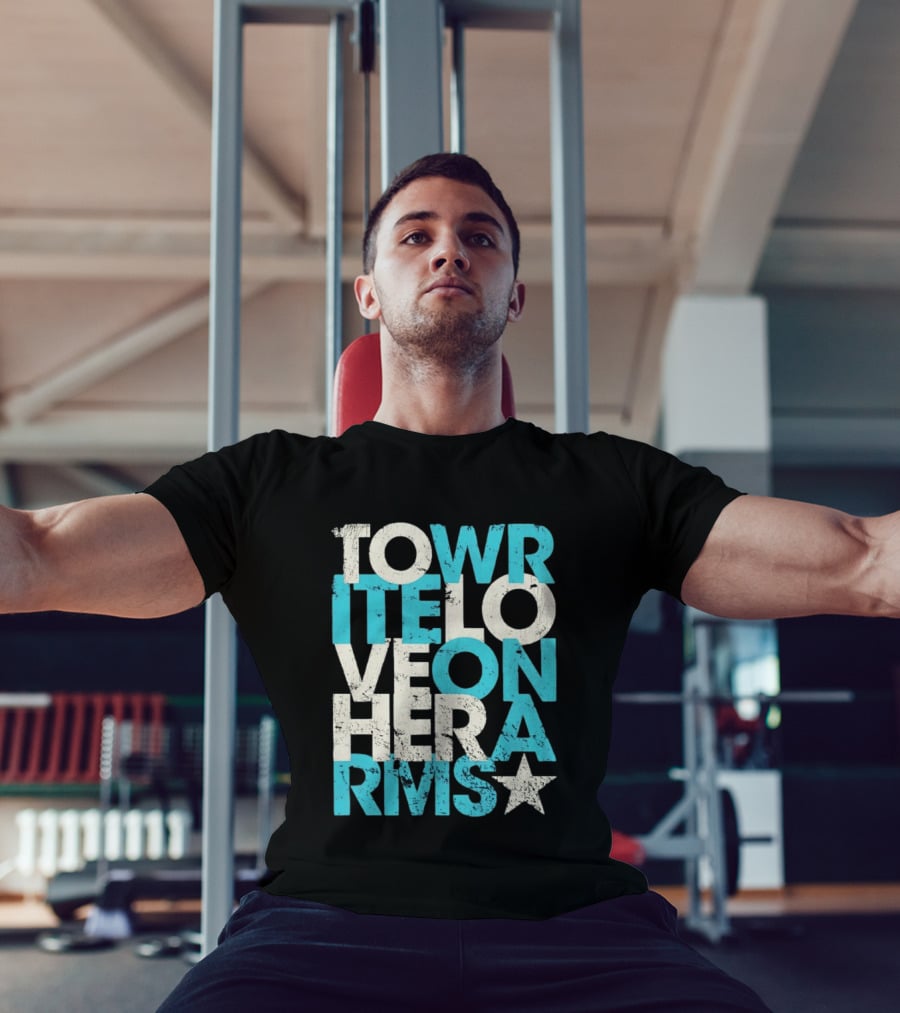 Tower Love Hero Arms Distressed Text Star T-Shirt