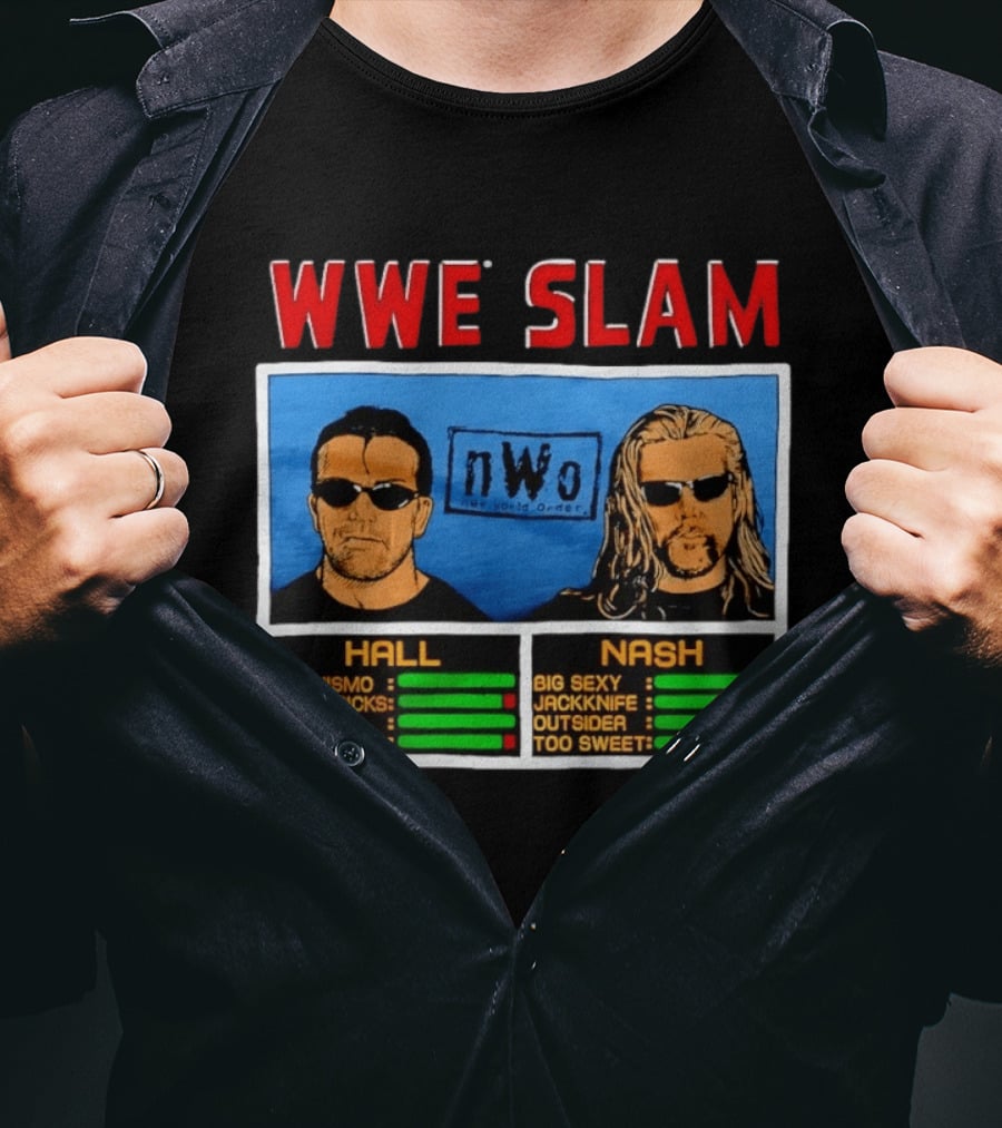 WWE Slam NWo Scott Hall Kevin Nash Outsider Too Sweet Machismo Big Sexy Jackknife T-Shirt
